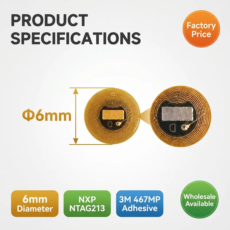 Diameter 6mm NXP NTAG213 NFC Tags  Programmable RFID Stickers Round Waterproof Flexible FPC NFC Labels for Phones Wearables - Image 4