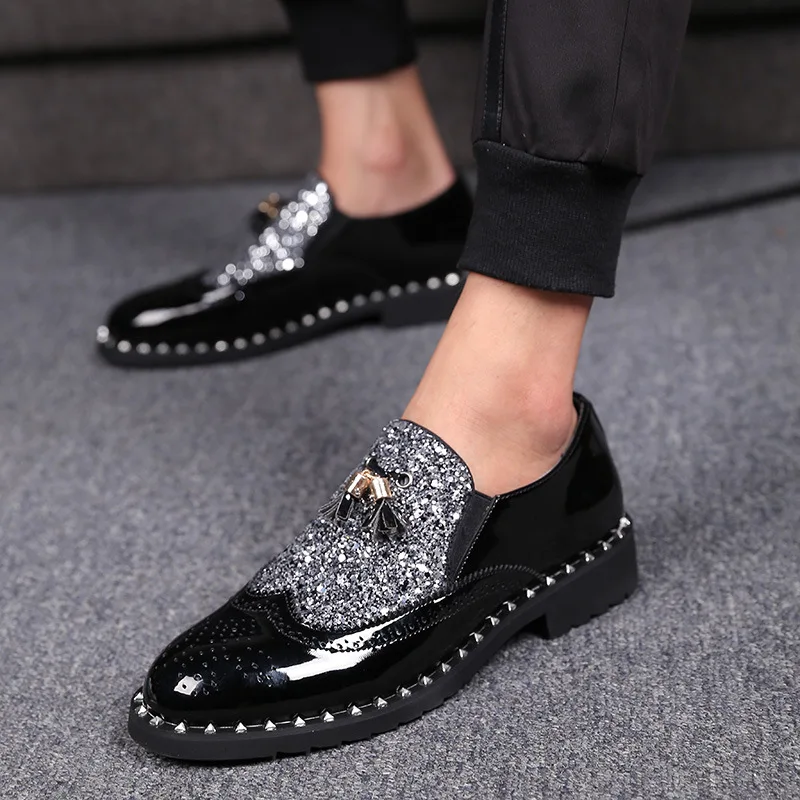 Details about   Gentleman Men Genuine Leather Loafers Shoes Tassels Pointy Toe Nightclub Banquet 