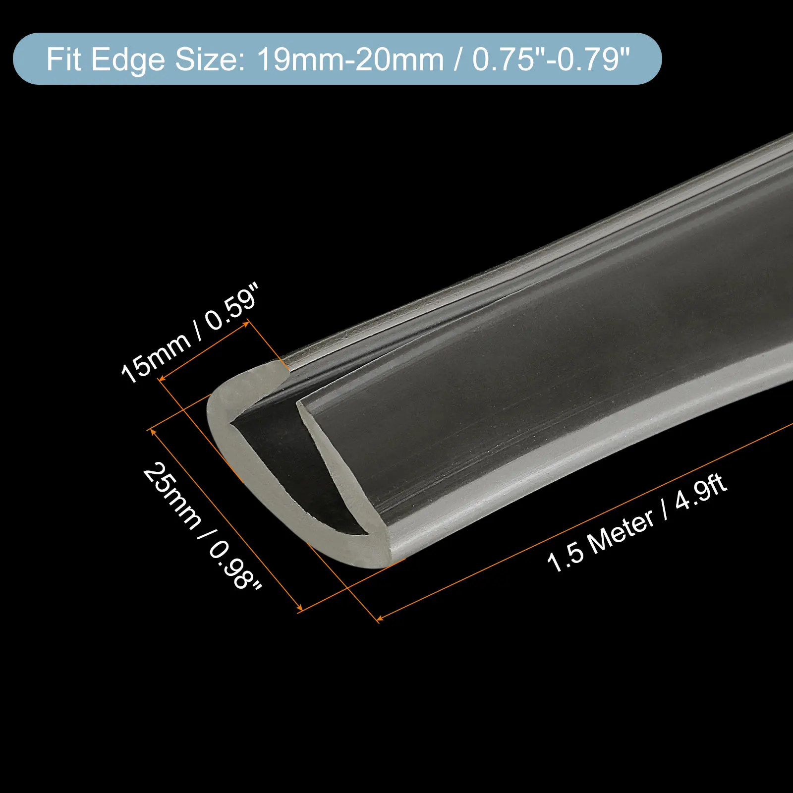 Rubber U-Channel Edging Trim Seal - Square Edge Profile - Sold Per Meter (UK Made) 6 thumbnail image