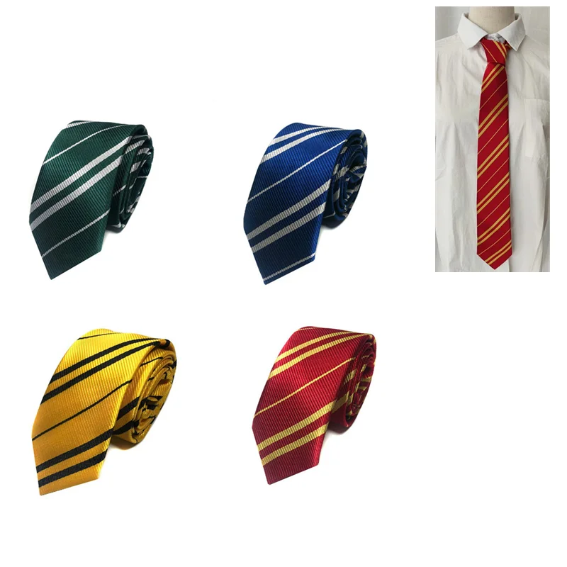 Halloween Tie Magic College Badge Cosplay Slytherin Costume Accessories Necktie Tie Malfoy Stripe Style Prop neck tie anime necktie cosplay necktie anime tie