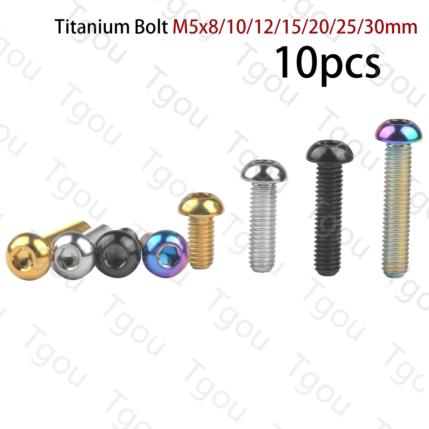 

Tgou Titanium Bolt M5x8/10/12/15/20/25/30mm Hex Head Screws for Water Bottle Cage Fixing Bike 10pcs