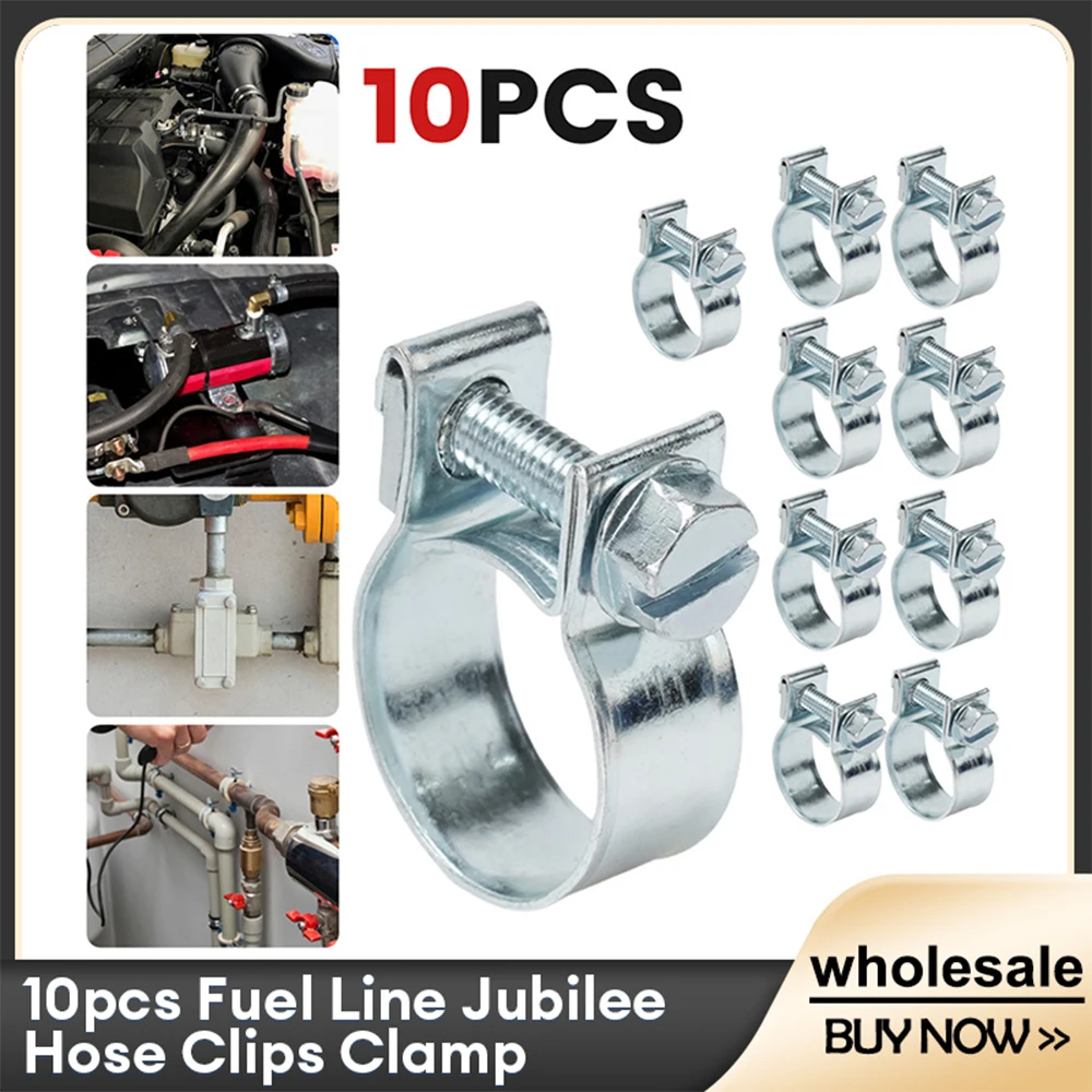 10pcsFuelLineJubileeHoseClipsClampDieselPetrolPipeCoolant
