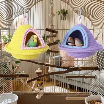 Warm Sleep Bird Cage Nest Handmade Weave Windproof Bird Hanging Bed Thickened Bite Resistant Pet Habitat Pet Parrot 1