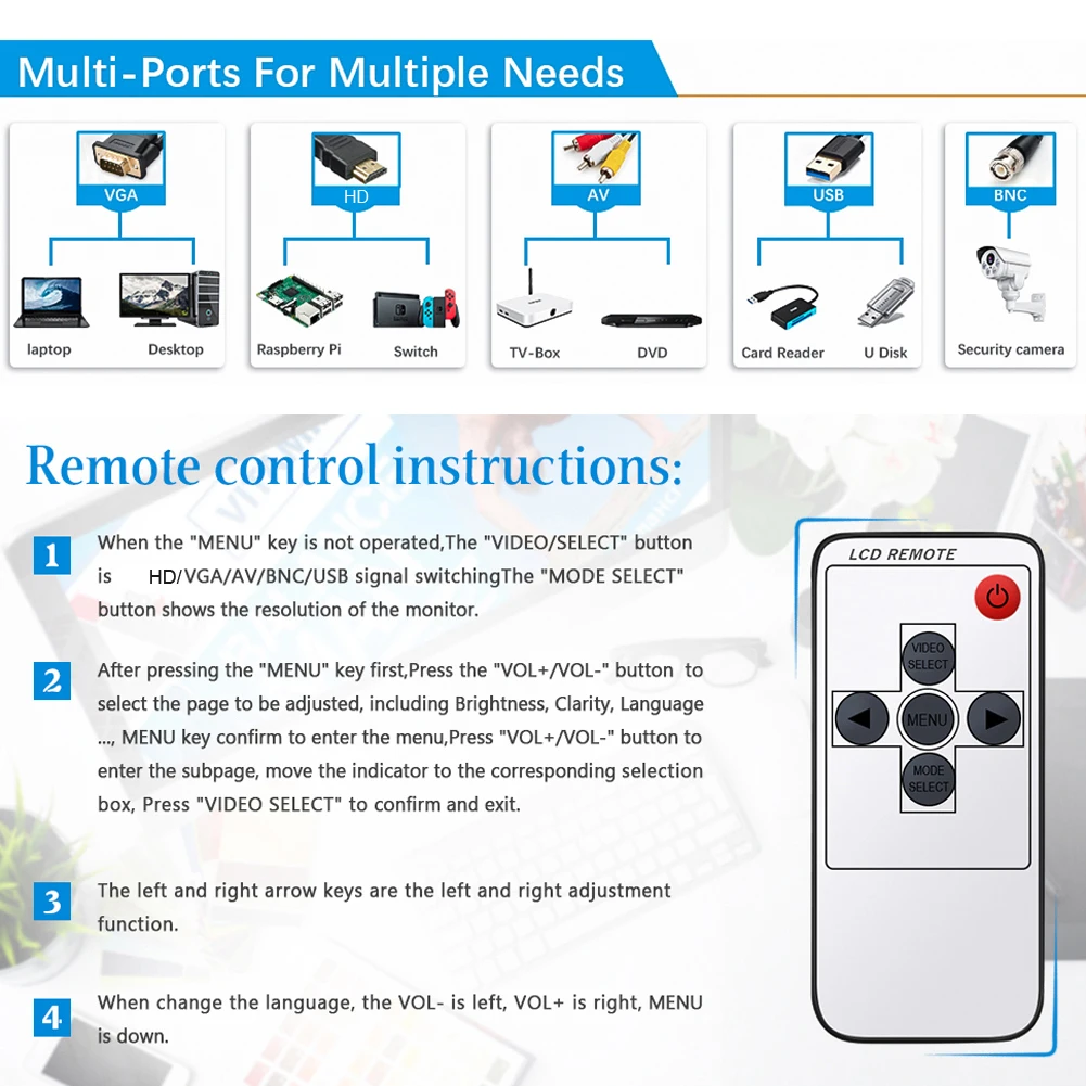 10.1 ġ  , AV VGA Է,  IPS  , BNC USB  , HDMI ȣȯ, TV  ǻ ÷