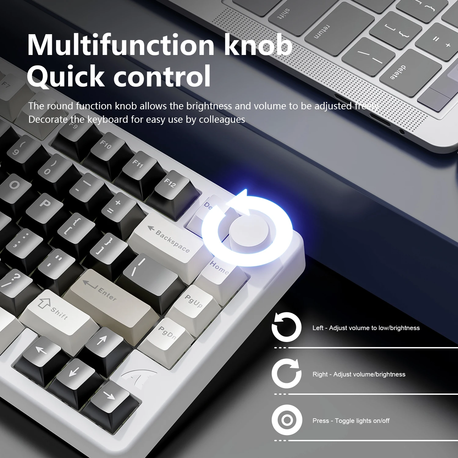 Attack Shark x86アルミニウムキーボード、ノブ付きトライモード