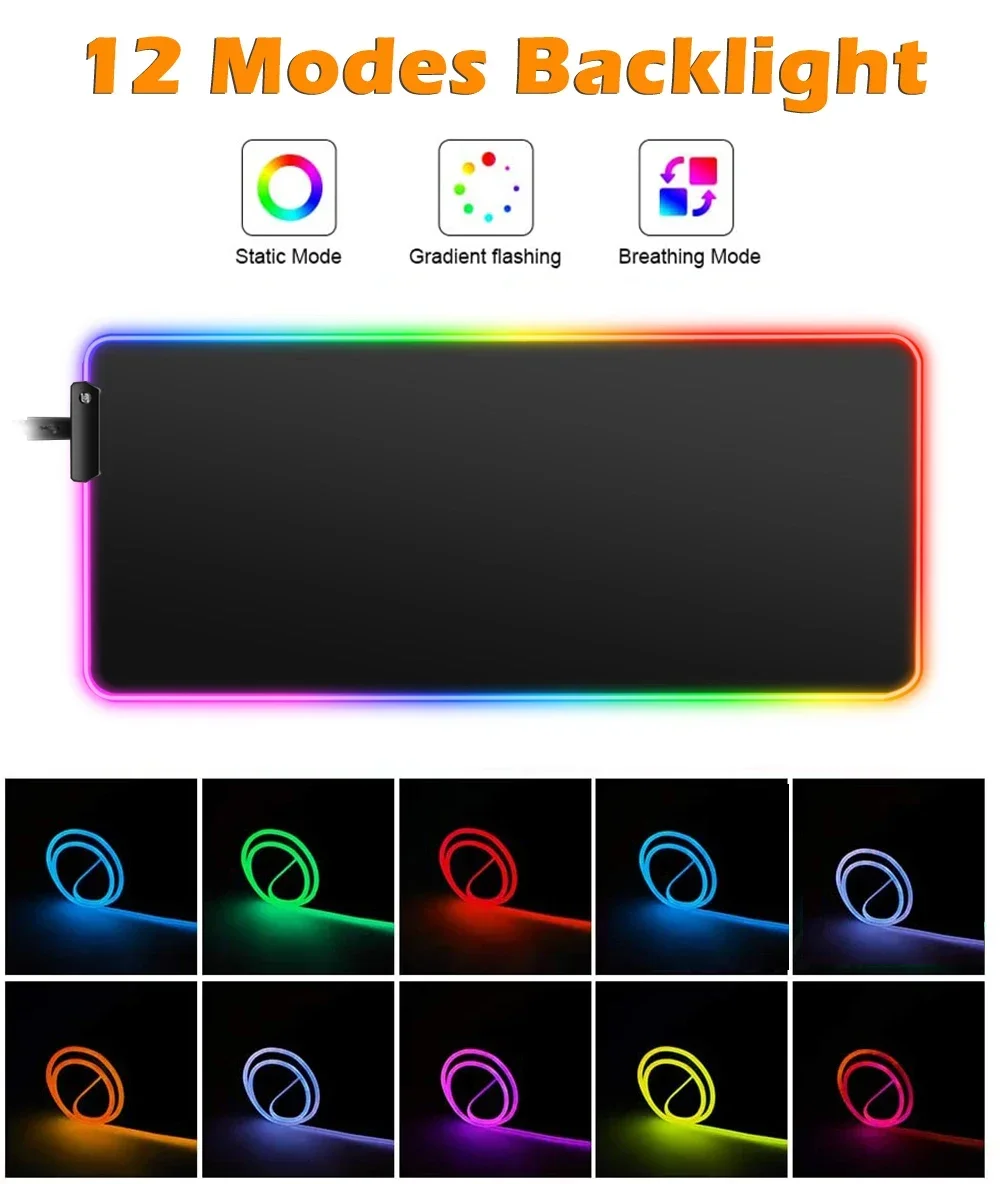 80x30cm Gaming Desk Mat with LED Lights