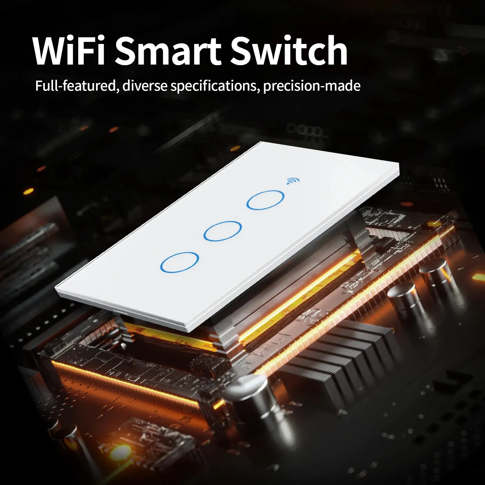 WiFi and Bluetooth Smart Wall Switch with Touch Sensor - Compatible with Voice Assistants