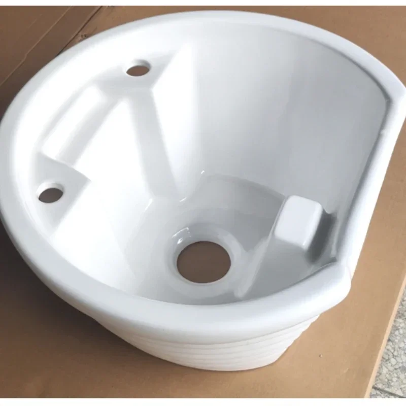Vertical Shampoo Bed Hair Salon Barber Shop Seated Shampoo Basin Flush Basin Column Base Ceramic Basin Accessories Washbasin 6