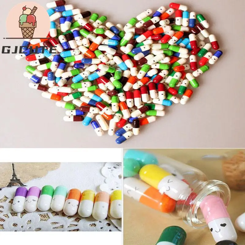 50pcs Love Pills Creative Gift Rolls Pills Lucky Wishing Bottle Capsule Love Letterhead Stationery Paper Envelopes Random Color