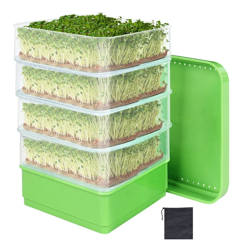 

Набор для прорастания семян фасоли, лоток для выращивания растений Micro-Green, дренажный лоток, четырехъярусный составной прочный Набор для выращивания растений