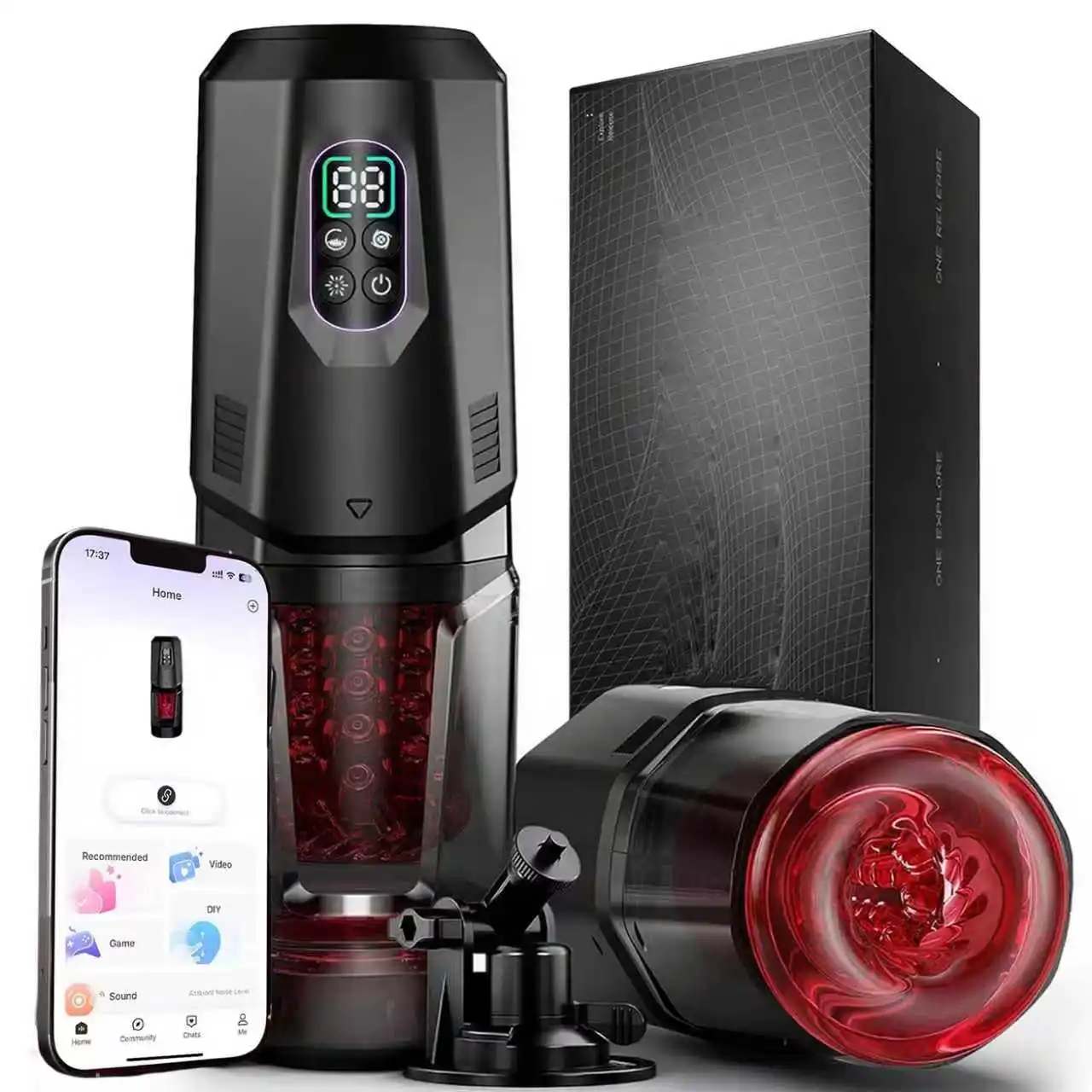 Automatic Masturbator Stroker Adult Toys with 7 Thrusting Rotating 7 Licking Vibrating Modes Hands-Free Sex Machine Pocket Pussy