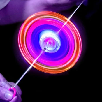 Trottola Luminosa a LED per Bambini con Cordino, Giocattolo Girevole che si Illumina al Buio, Classico Regalo di Compleanno Retrò per Feste, Gioco da Esterno e Interno