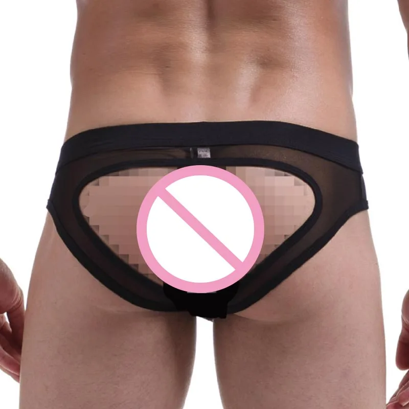 New Mens Back Hollow Out Briefs Transparent Mesh Sexy U Convex Penis Pouch Thongs Gay Underwear Erotic Fetish Jockstrap Lingerie 3