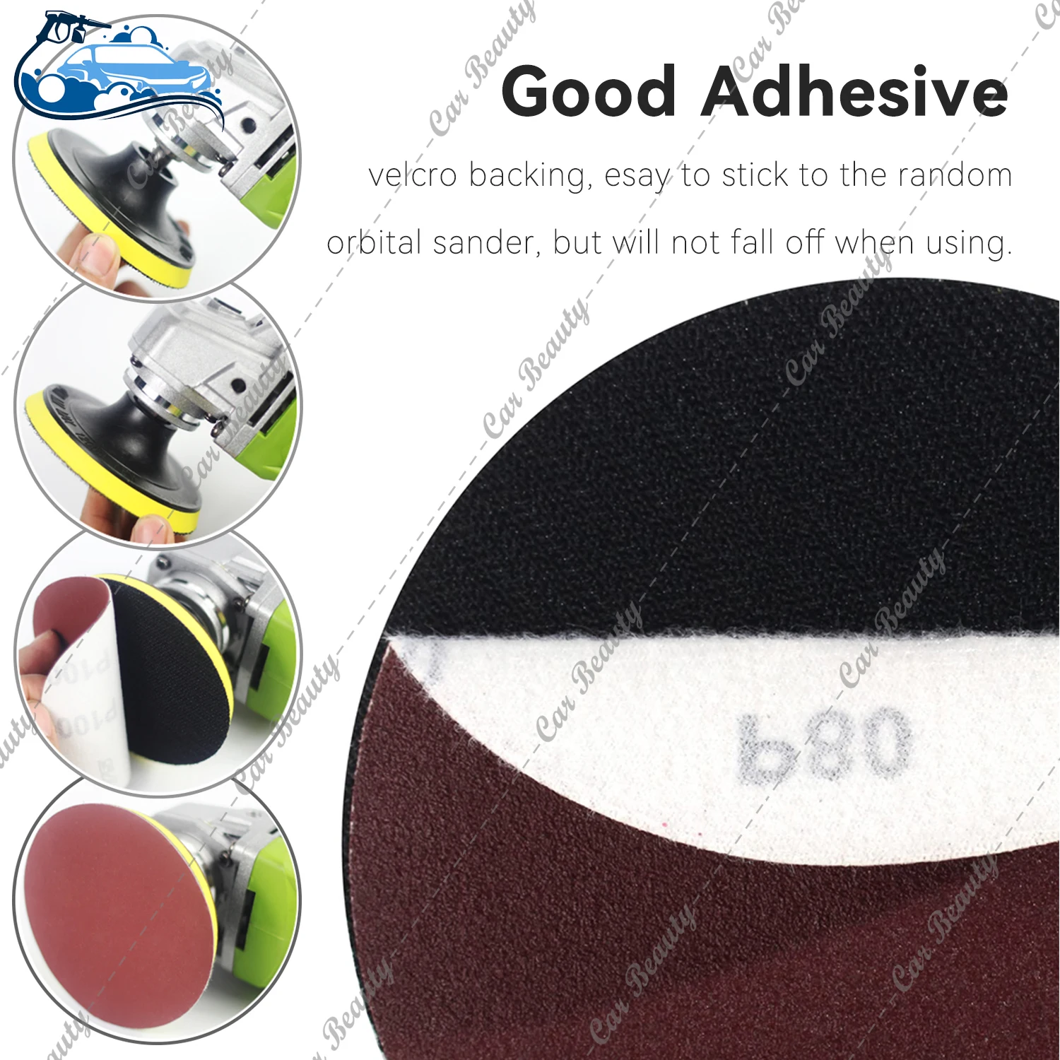 74mm 3inch Hook and Loop Sanding Paper Polishing Wood Furniture Car Headlight Restoration Plastic Stone Jade Glass Metal sanding discs,sandpaper set,polish sand paper