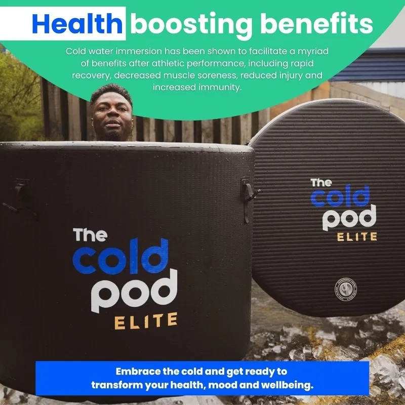 The Cold Pod Ice Bath Tub Elite Lite: XL Cold Plunge Tub 120 Gallon with Rigid Inflatable Walls and Lid for Athletes, Compatible 3