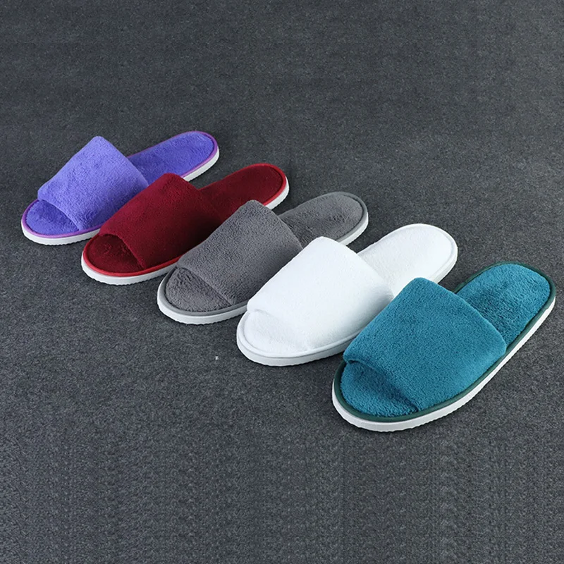 

Breathable Half Pack Slippers Winter Coral Fleece Slippers Hotel Home Guest Indoor Shoes Non-slip Disposable Warm Slippers