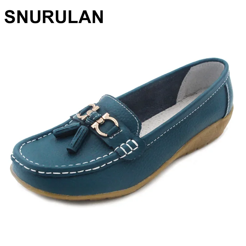 Spring Autumn Shoes Woman Cow Leather Flats Women Slip On Women's Loafers Female Moccasins Shoe