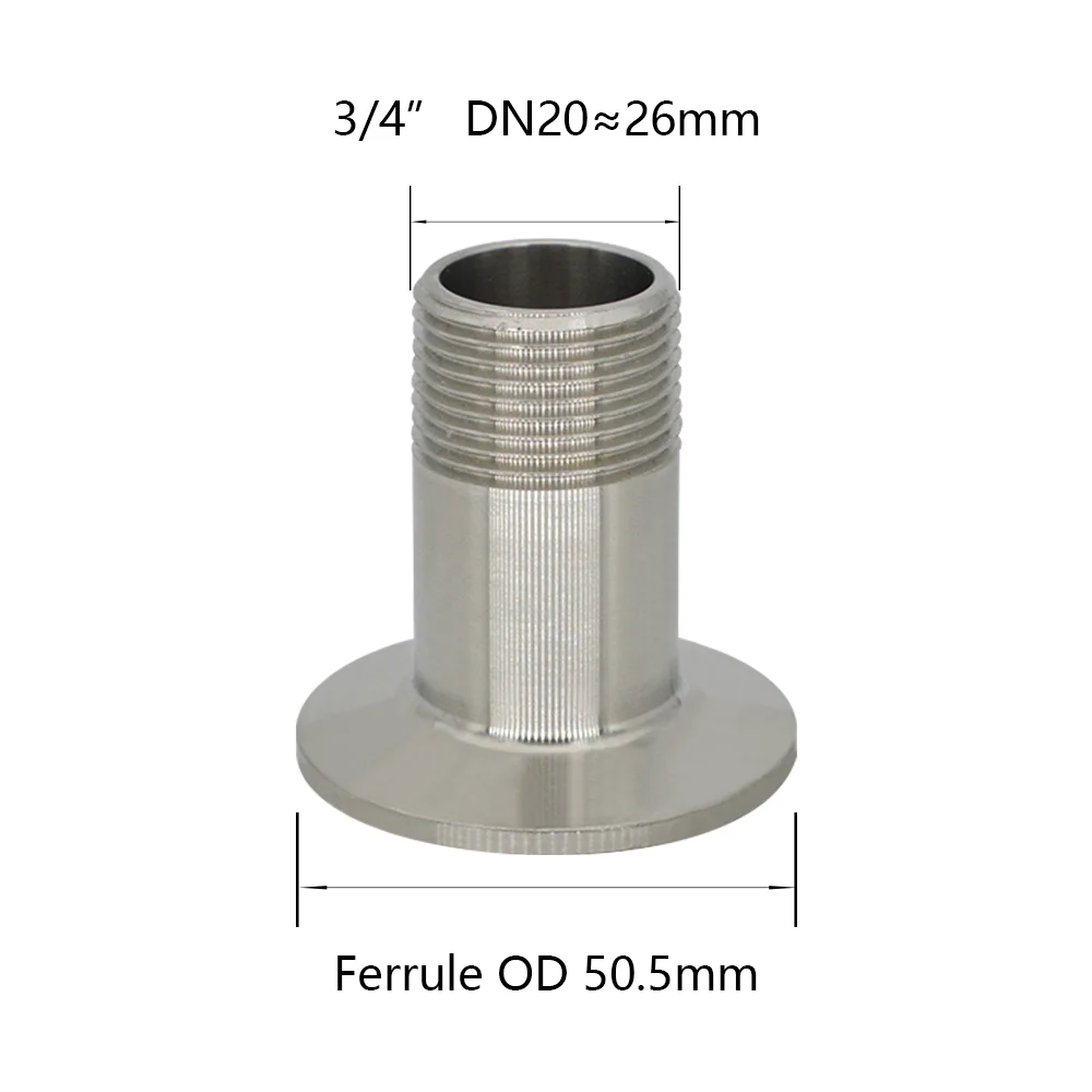 3/4&ldquo; 1&rdquo; 2&ldquo; Male Threaded to Tri Clamp Ferrule 304 Sanitary Stainless Steel Pipe Fitting