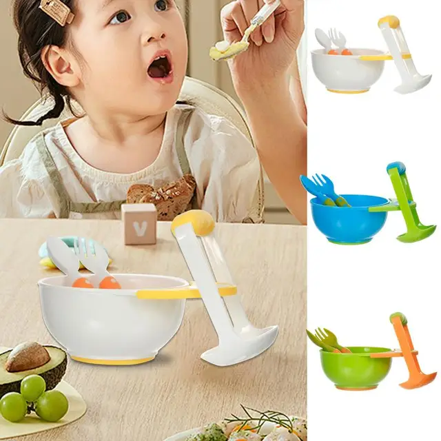 Fork Spoon Utensil Flatware Sturdy 4 Pieces Set Children's Tableware Utensil Set Safe Ergonomic Long Handle Toddler Utensils 5
