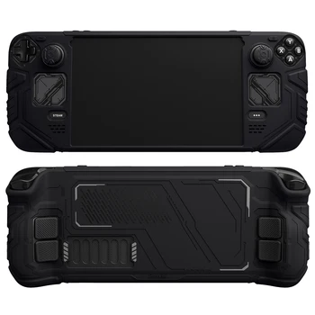 PlayVital Mecha Protective Case for Steam Deck OLED & LCD,Anti-Slip Silicone Grip Cover for Steam Shockproof Shell - Black 2