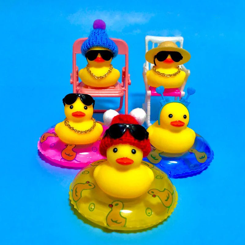 Duck Car Dashboard Decorations Rubber Duck Car Ornaments Cool Duck Accessories with Mini Swim