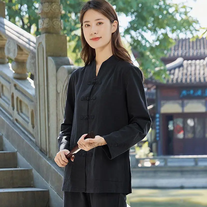 2026 중국어권 쿵푸 태극권 의류 무술 유니폼 100% 면 상의+하의 세트 태극권 요가 스포츠 운동복