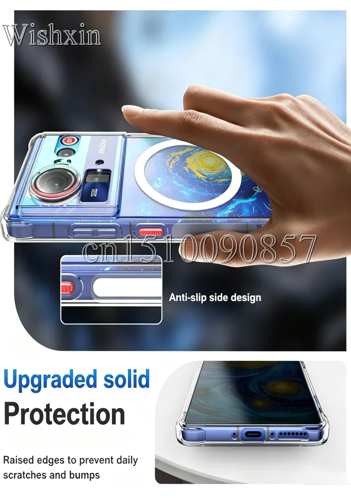 Reinforced Corner Soft TPU Clear Shockproof Magnetic Wireless Charging Case Cover