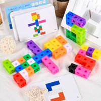 Magic Cube Puzzle Building Blocks Kindergarten Educational Color Recognition DIY Building Blocks Toys Gifts With Changing Colors 1