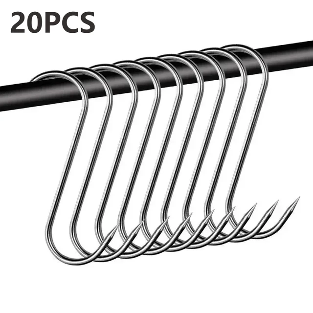 Stainless Steel S Hooks with Sharp Tip Utensil Meat Bedroom