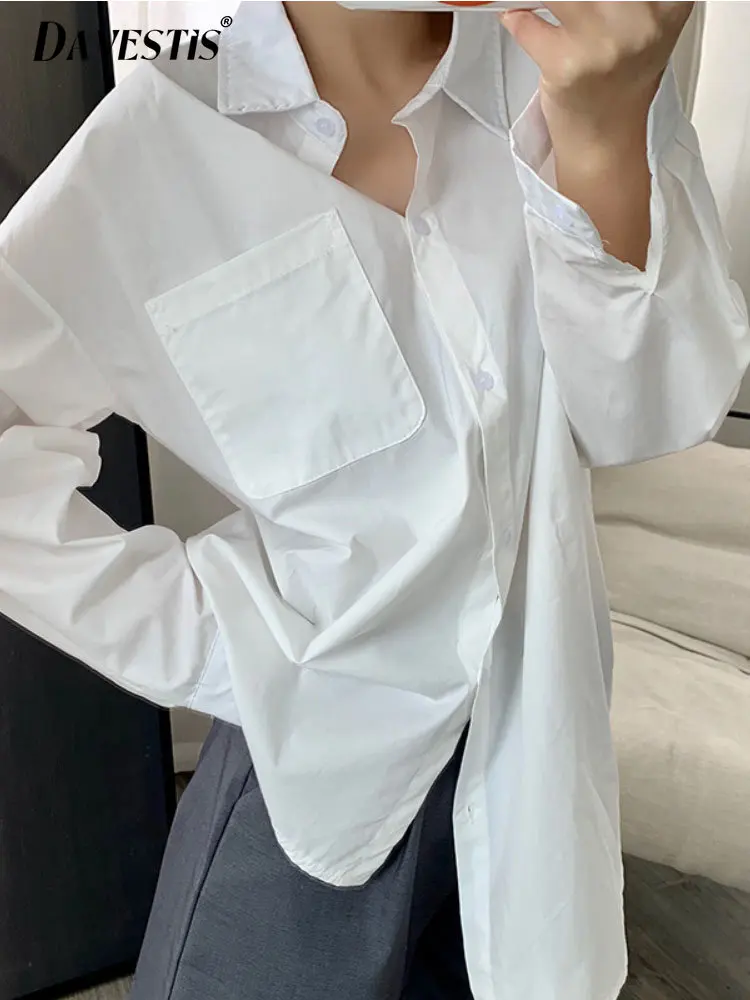 

White Shirt Women's 2023 Spring Summer Korean Fashion Loose Slim Long Sleeved Blouses Women's Simple Casual Shirt