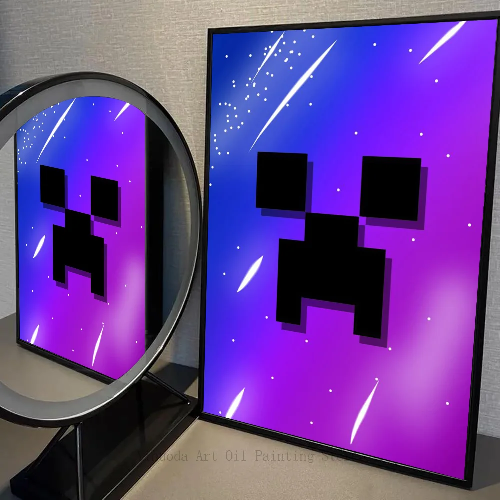 thumbnail image 1 of 1 póster de Minecraft autoadhesivo, impermeable, para decoración de pared de cafetería, bar y habitación, 1 of 5