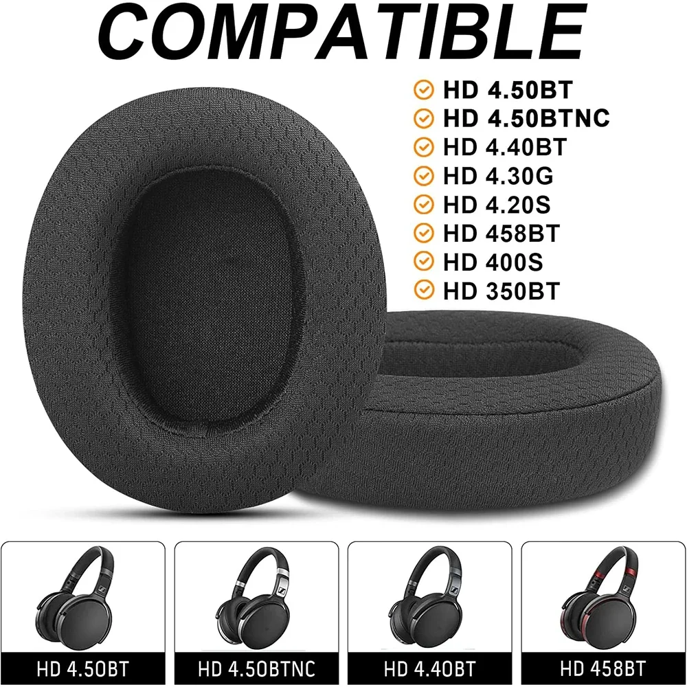 Coussinets De Remplacement En Mousse Mémoire Pour Casques Sennheiser HD4.50, HD450BT, HD350BT, HD4.40BT - Noir - Paire