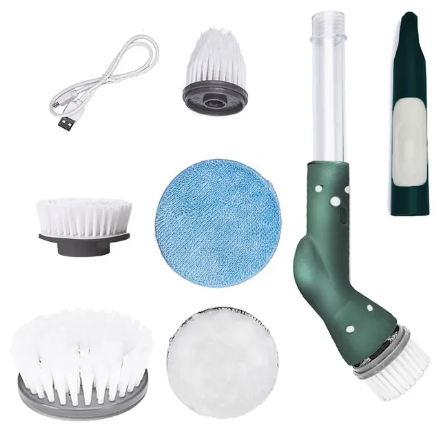 Electric Spin Cleaner Cordless Power Scrubber with 6 Replacement Brush Heads Wireless Tub and Tile Scrubber Floor Cleaning Tool 5