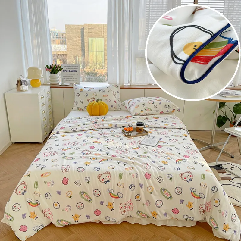 피부 친화적 여름 이불, 만화 스타일 침대보, 성인, 어린이, 편안한 담요, 홈 침대 이불, 베갯잇 없음