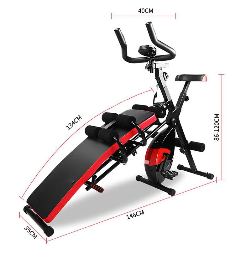 7 in 1 Multifunctional Home Gym Equipment Magnetic Spinning Bike & Abdominal Training Bench for Sit-Up Training