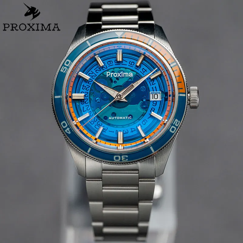 

Proxima 39mm Business Dress Men Watches Sapphire Glass Date Window PT5000 Automatic Mechanical Wristwatch 20Bar Waterproof Diver