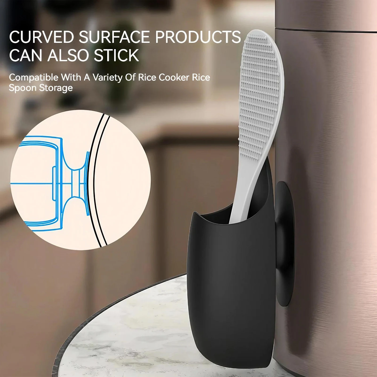 Kitchen Rice Scoop Holder Traceless Rice Cooker Spatula Organizer Tableware Storage Rack Spoon Holder Bathroom Utensil 2