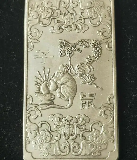 

Китайская старая тибетская Серебряная резная подвеска в виде мыши