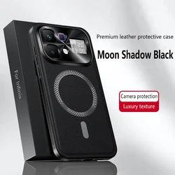 Magnetic Leather Soft Shockproof Case with Metal Camera Protector and MagSafe Compatibility for Infinix  Hot 60 5G (Black)