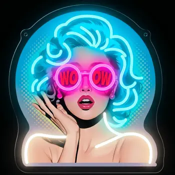 Wow Girl LED Neon Sign – Pop Art Wall Decor