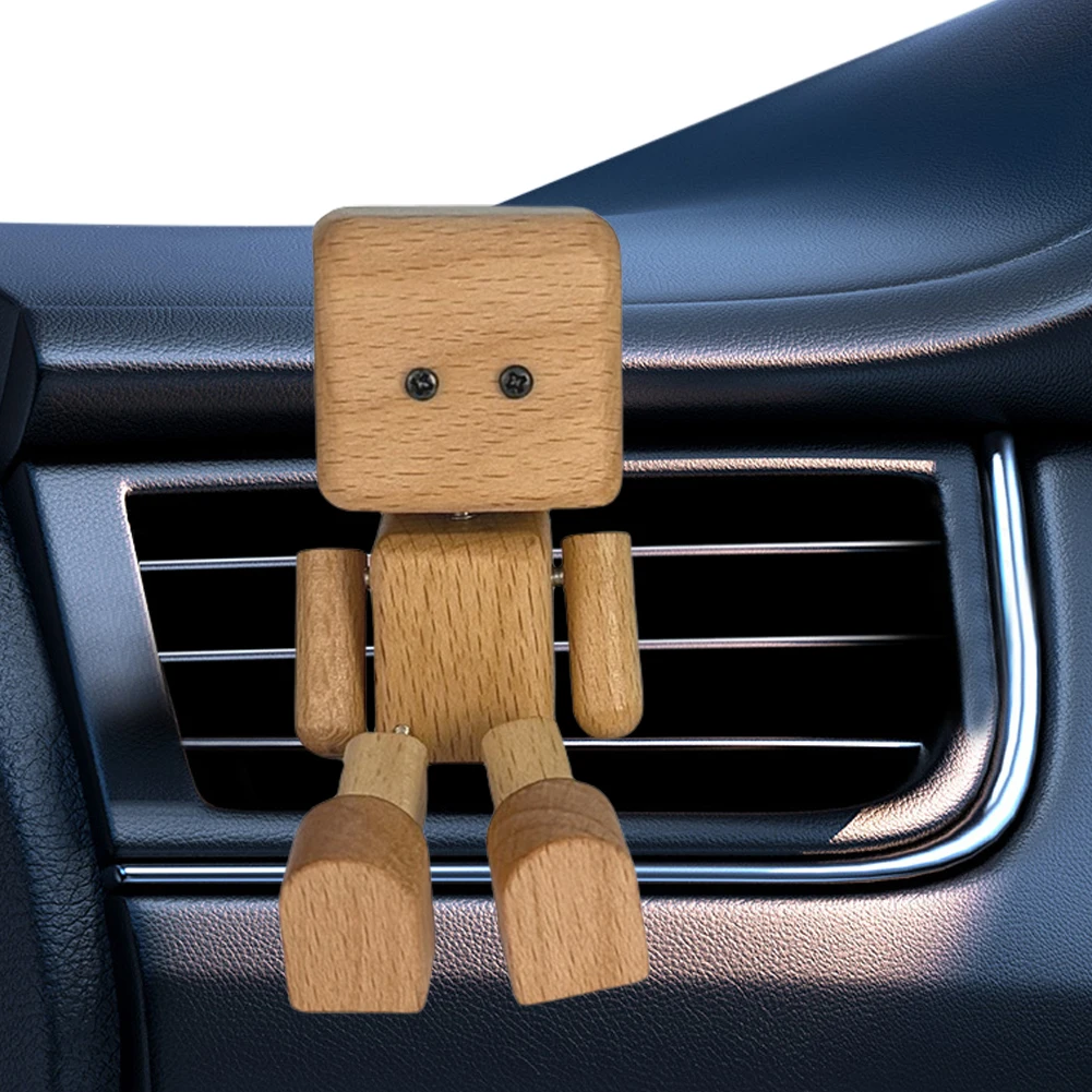Shaking Wooden Man Figurine Car Decoration Small Ornaments Leg-swinging Robot Figurine Cute Wood Man Car Good Creative Gifts