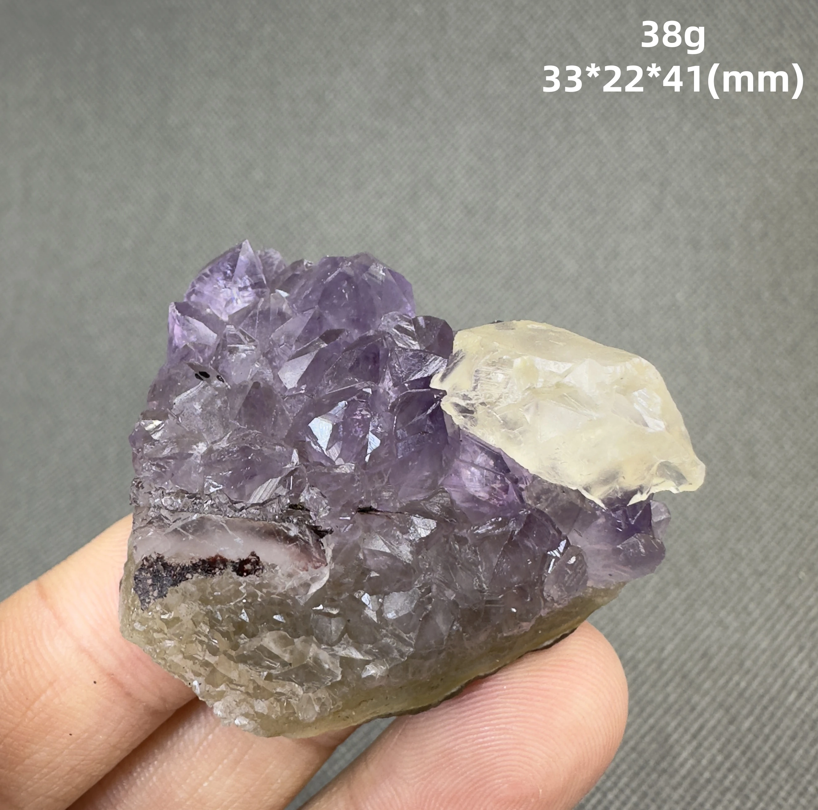 Natural Amethyst and Calcite symbiosis Mineral Specimens + healing quartz crystals and stones rock gemstone 3