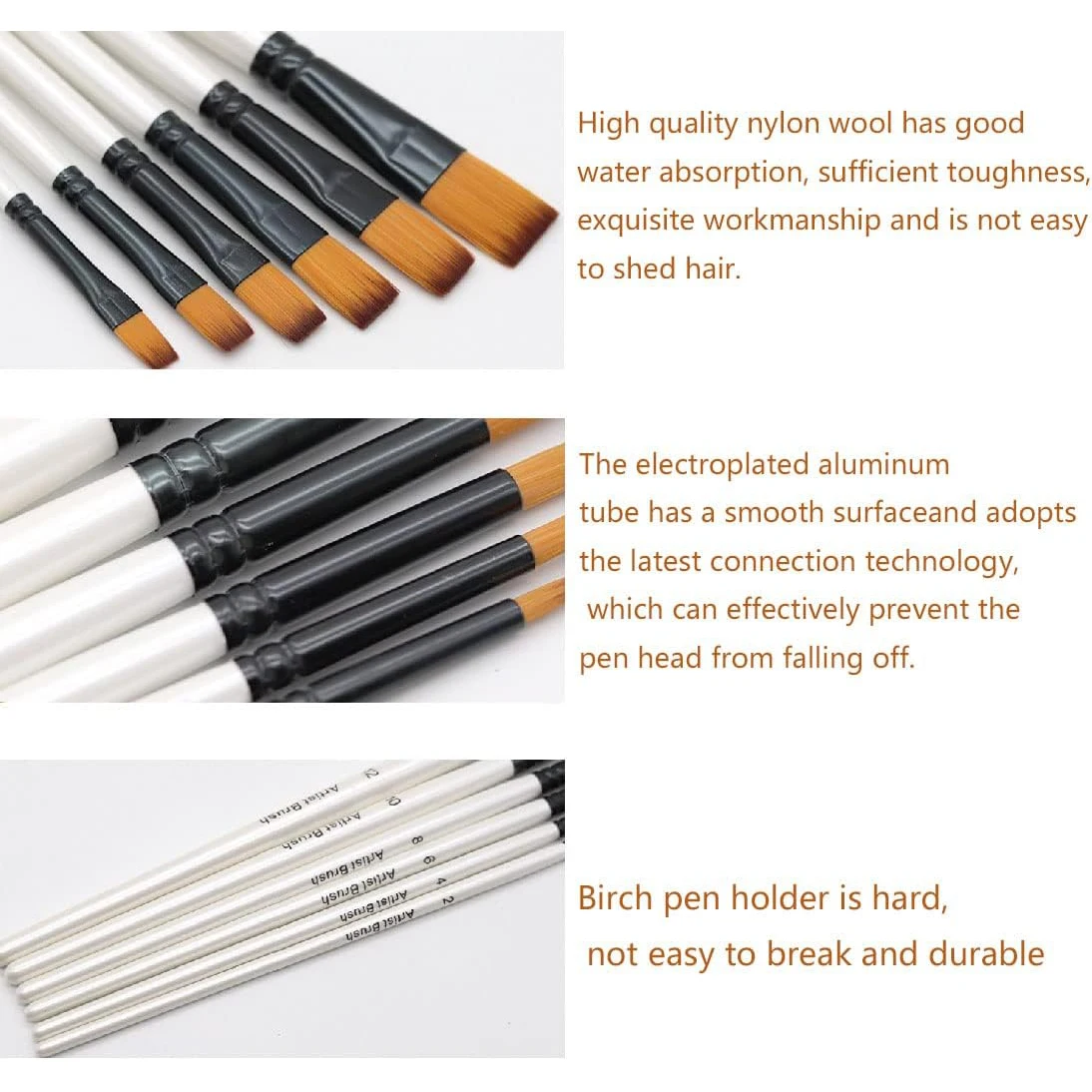 Professionelles Nylon Pinselset Für Öl- Und Aquarellmalerei_voghion.com