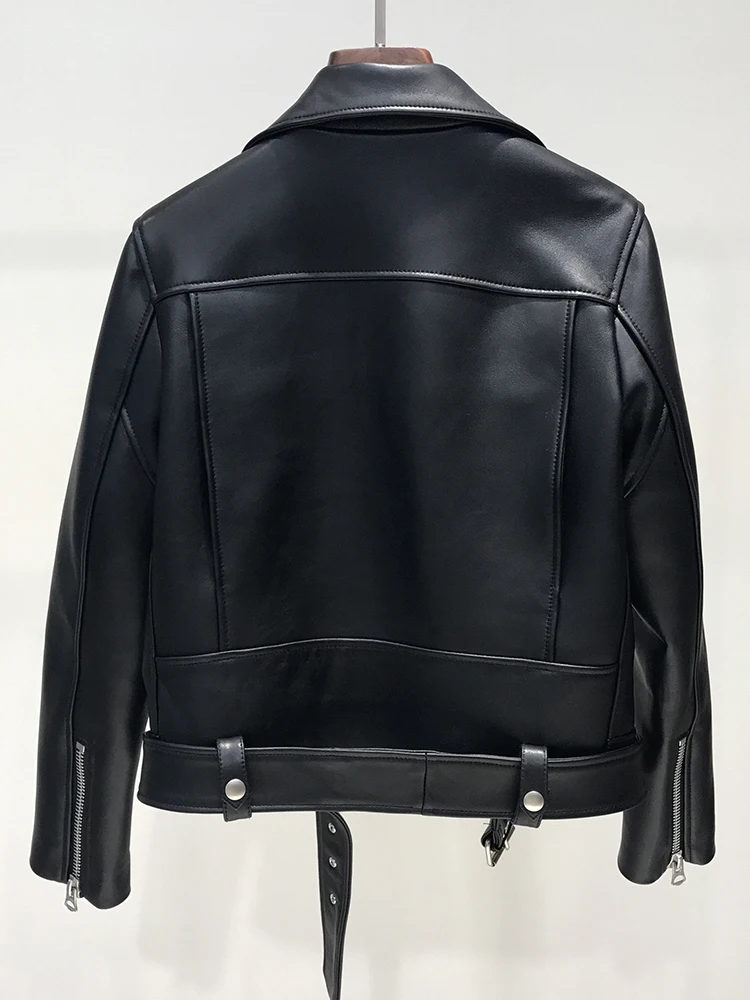 Autumn Women's Faux Leather Casual Jacket with Lapel Collar and Zipper