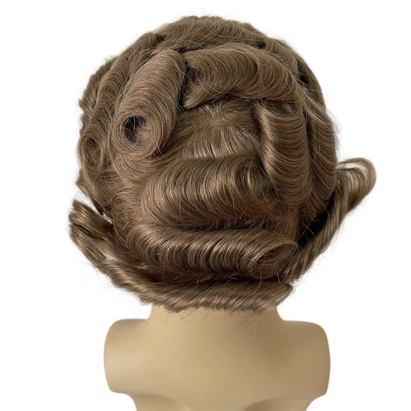 32mm wave Toupee 22R 8x10 Skin Knots PU Units 6 inches Peruvian Virgin Human Hair Replacement for White Men
