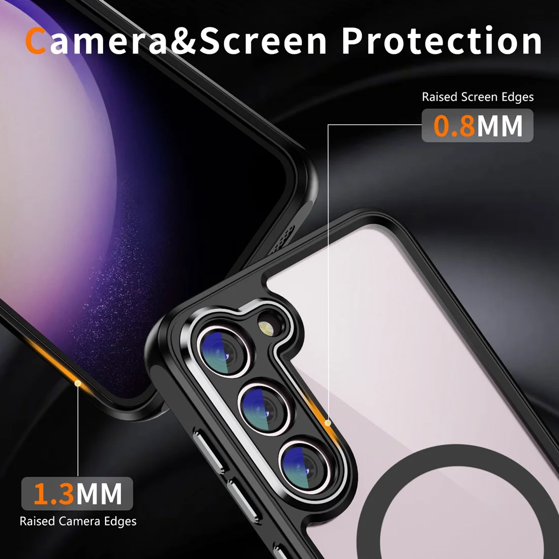 Magnetic Shockproof Translucent Slim Protective Case with Metal Buttons