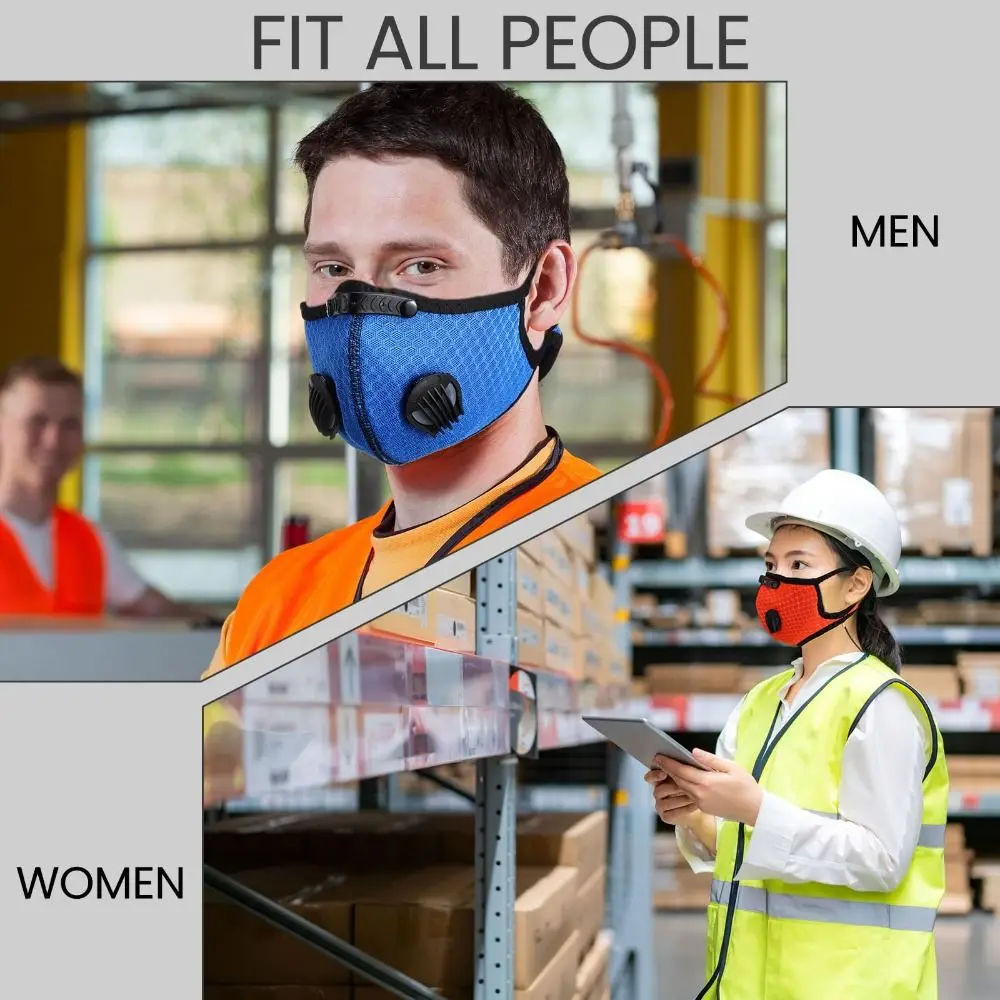 Breathable Ergonomic Adjustable Dust Mask with Washable Activated Carbon Filters