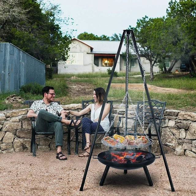 Fire Pit Tripod Adjustable Hanging Grill  Outdoor Fire Pit Grill - Outdoor  Bbq Fire - Aliexpress