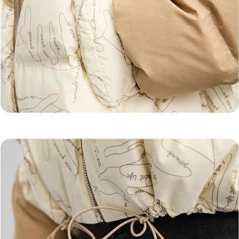 New Women White Duck Down Jacket Winter Coat Female Shifaon Stand Collar Parkas Loose Large Size Outwear Warm Thick Overcoat