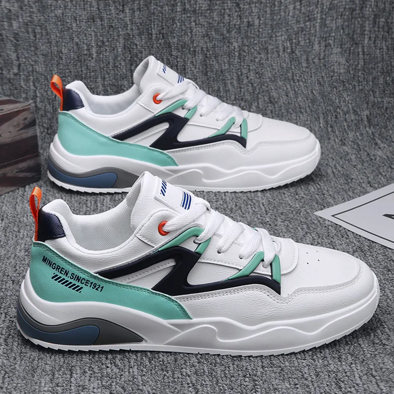 White Vulcanized Sneakers Men's Flats Comfortable Shoes Lace up Zapatillas Hombre Autumn Spring Fashion Sneakers Drop Shipping 4
